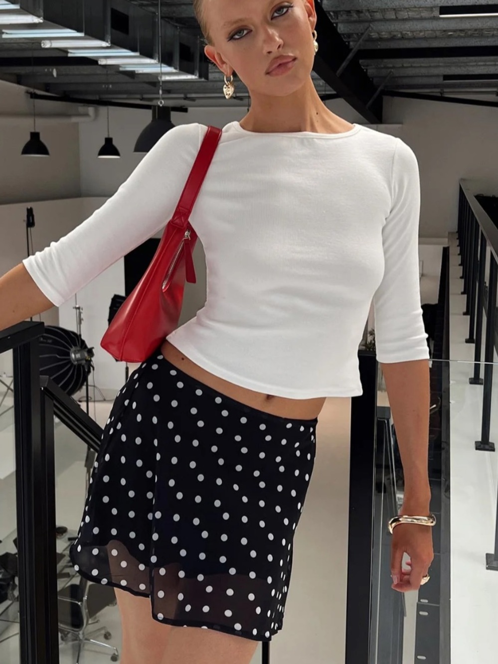 Princess Polly White Ribbed Three-Quarter Sleeve Crop Top